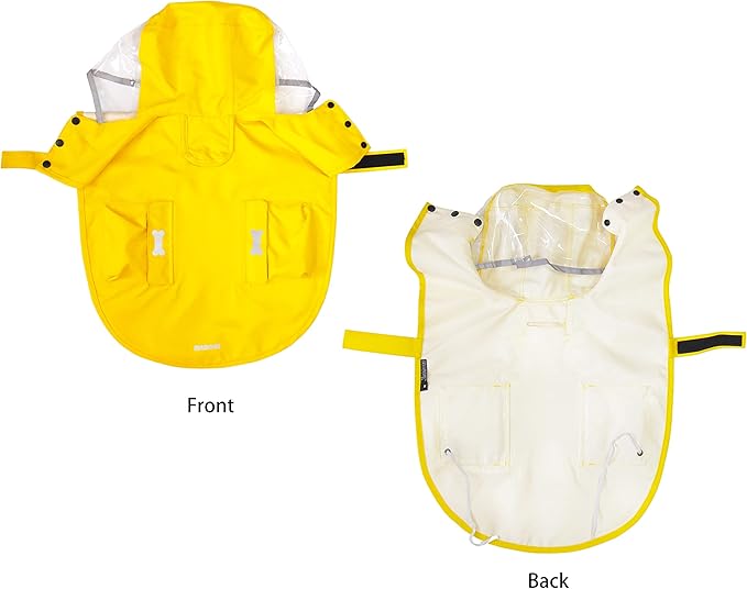 Waterproof Dog Raincoat, Adjustable Reflective Lightweight Pet Rain Clothes with Poncho Hood (X-Large, Yellow)