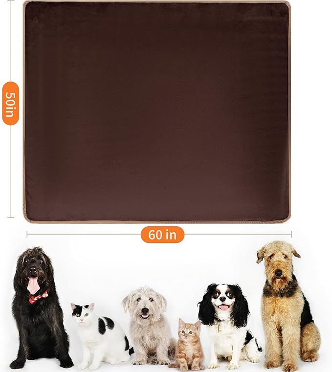 Water Proof Blanket 50x60 Inches - Reversible Flannel Blanket for Bed, Sofa,Couch- Spillproof, Leakproof Soft Double-Sided Brown Throw Blanket for Adults, Pets, Couples