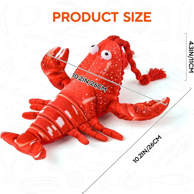 Flappy Lobster Cat Toy, Interactive Flapping Cat Toys for Indoor Cats, Touch Activated Pet Toys with Refillable Catnip, USB Rechargeable