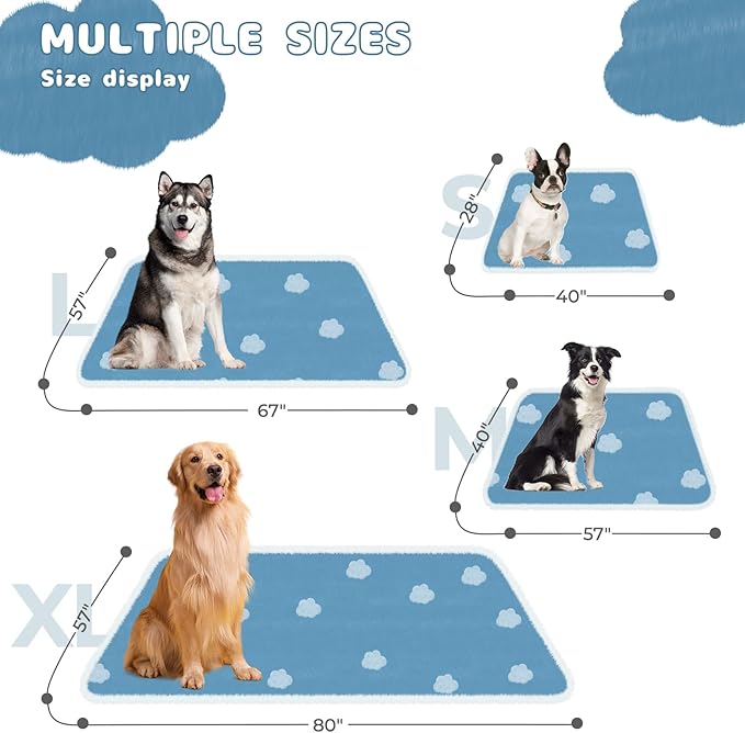 Luciphia Waterproof Pet Blanket for Medium Large Dogs Washable Fluffy Thick Jacquard Shag Fleece Warm Sherpa 3D Textured Flower Print for Cats Puppy Couch Protection (Blue Cloud,57x40 inches)