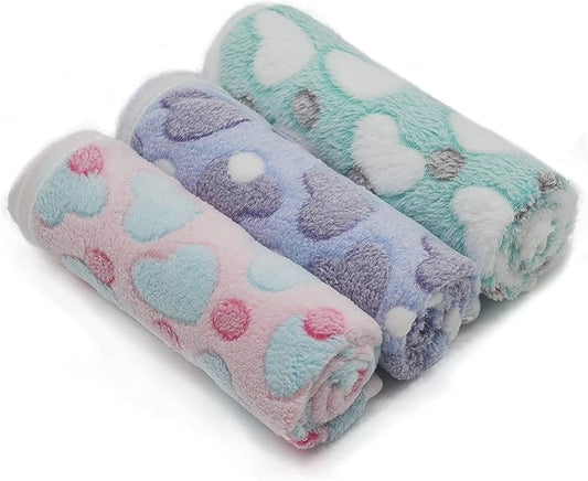 1 Pack 3 Puppy Blankets Super Soft Warm Sleep Mat Love Print Blanket Fluffy Fleece Pet Blanket Flannel Throw Dog Blankets for Small Dogs Puppy Dogs Fluffy Cats,Mix Love-Medium(29"x20")