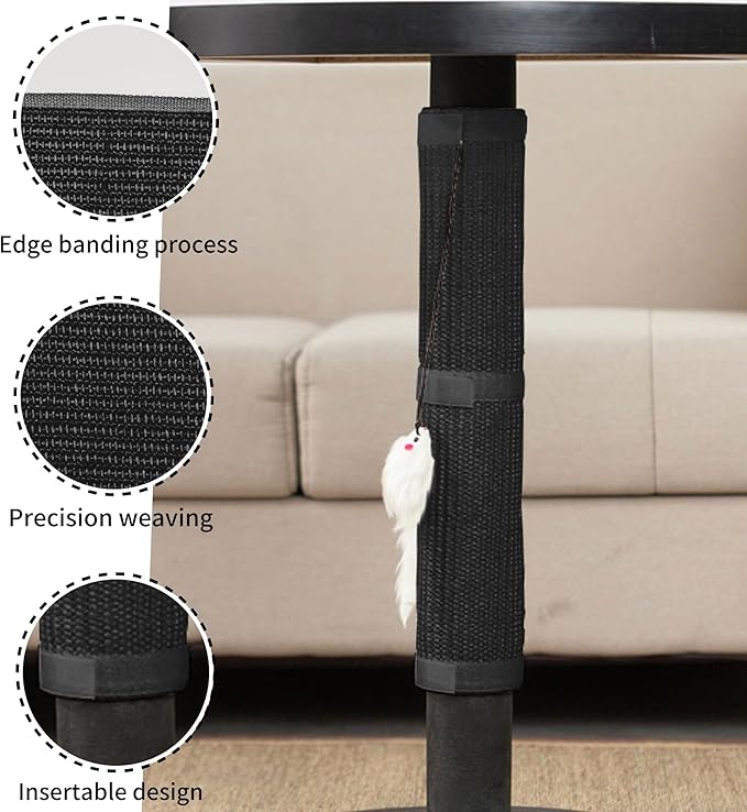 JanYoo 2 Pieces Cat Scratcher Mat for Table Leg Sisal Cat Scratching Pad Scratch Mat for Cat Scratch Pad Rug 19.69 × 9.84 in(Black)