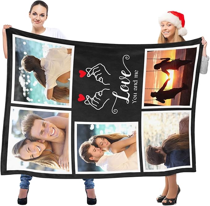 Personalized Blanket, Custom Blanket with Photo, Customized Photo Blankets, Customizable Picture Blankets, Personalized Anniversary Couple Gifts for Women & Men