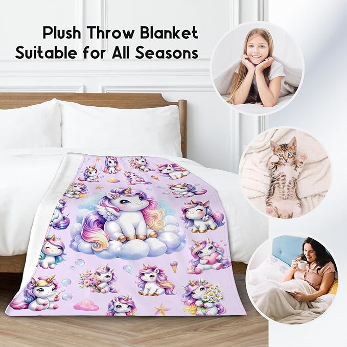 Gifts for Girls, Unicorn Blanket Gifts for Kids Unicorn Lovers, 50"x60" Soft Flannel Throw for Teens Child Women