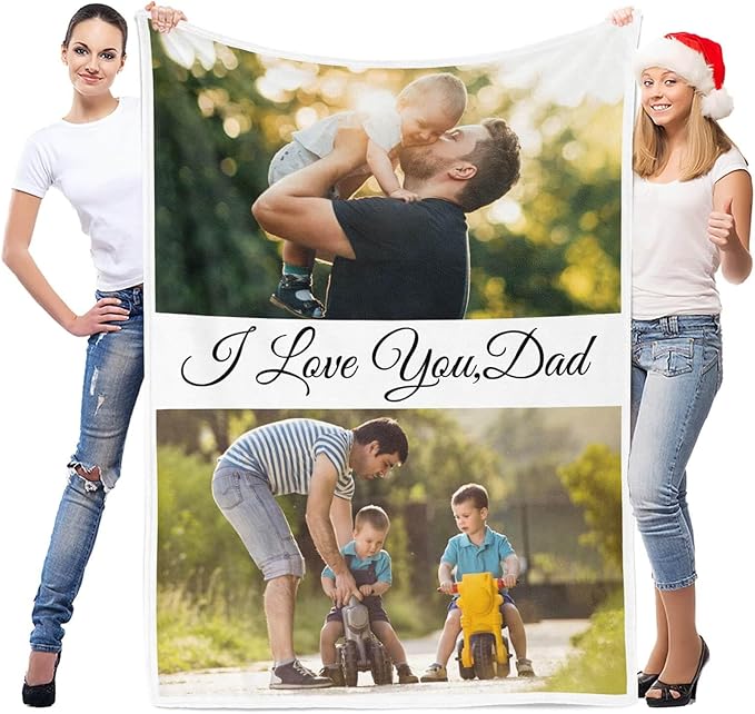 Personalized Dad Blanket, Custom Blanket with Photo, Customized Picture Blankets, Customizable Blankets, Personalized Birthday Gifts for Dad, Baby, Kid, Family
