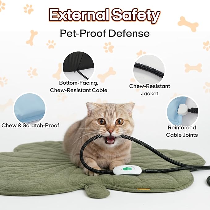 Green Clover Dog Heating pad (47"x36"), Obtained FCC and UL Dual Certification, Waterproof, Adjustable Temperature, Machine Washable,for Indoor/Outdoor Use, Suitable for Pets of All Ages