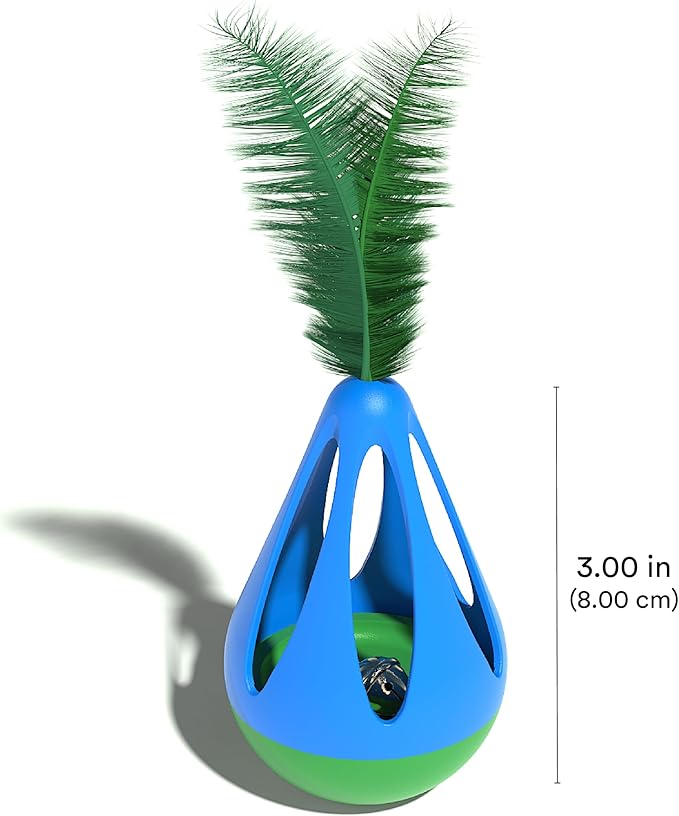 Playology Cat Toys | Interactive Teeter Totter Feather Top Toy for Indoor Cats (Value 2-Pack) | Toy Made from Non Toxic Materials