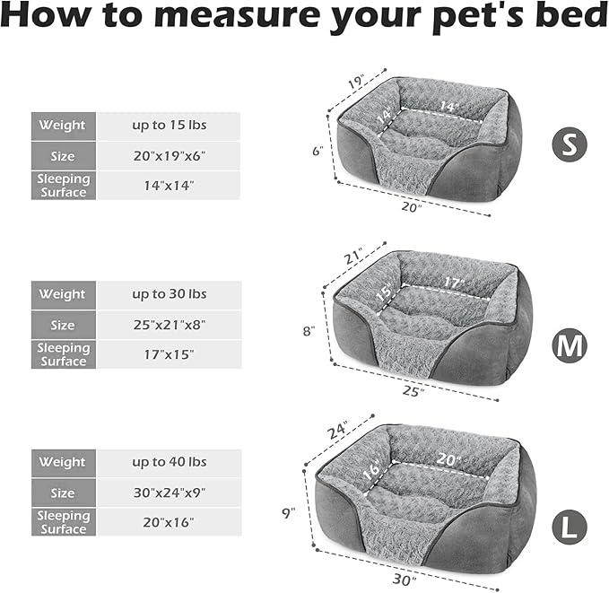 INVENHO Medium Dog Bed Rectangle Washable Orthopedic Soft Calming Sleeping Durable Pet Cuddler with Anti-Slip Bottom