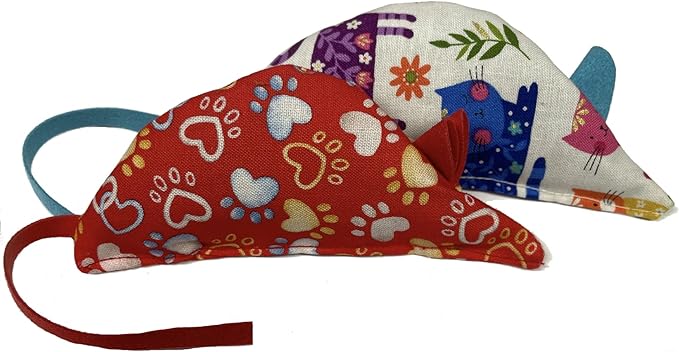 Colorful Catnip Mice CC4 Two Pack for Cats- Handmade in The USA