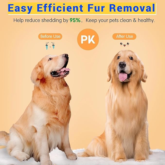 Generic Pet Grooming Brush, Gray - Self Cleaning Dematting Comb for Cats and Dogs, Bristles with Massage Particles, Ergonomic Handle Design, Easy to Use, for Long or Short Hair Breeds, Stainless Steel