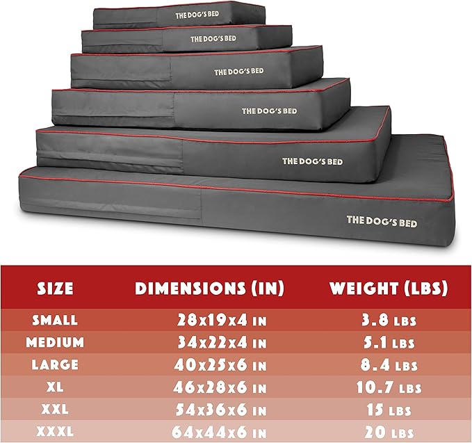 The Dog’s Bed Orthopedic Memory Foam Dog Bed, XXXL Grey/Red, Pain Relief for Arthritis, Hip & Elbow Dysplasia, Post Surgery, Lameness, Supportive, Calming, Waterproof Washable Cover