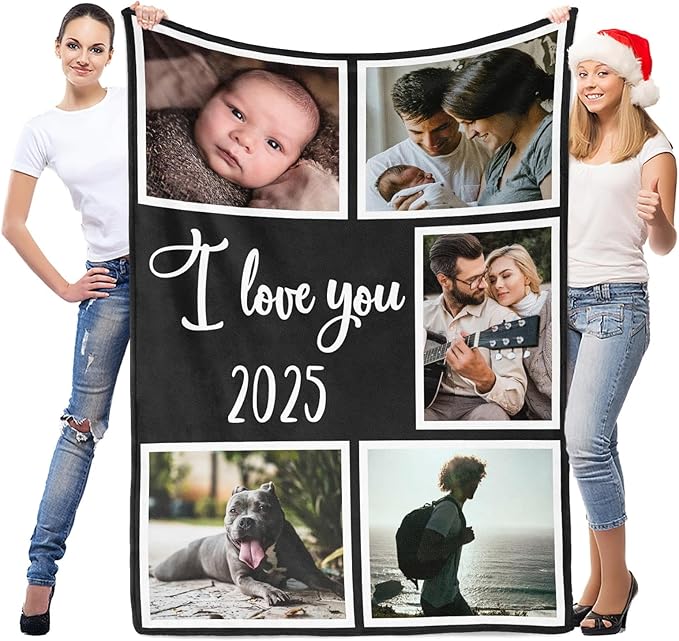 Custom Blanket with Photo, Personalized Blanket with Picture, Customized Photo Blankets, Customizable Blankets, Personalized Birthday Gifts for Women, Men, Mom, Dad, Family, Friend