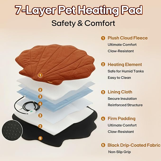 Red Shell Shaped Dog Extra Large Heating pad (57"x47"), Pet Heating Pad for Dogs and Cats, Waterproof, Adjustable Temperature, Safe & Machine Washable,for Indoor/Outdoor Use