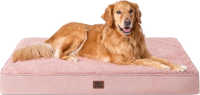 EHEYCIGA Orthopedic XL Dog Beds for Extra Large Dogs with Removable Washable Cover, Pink, 44x32