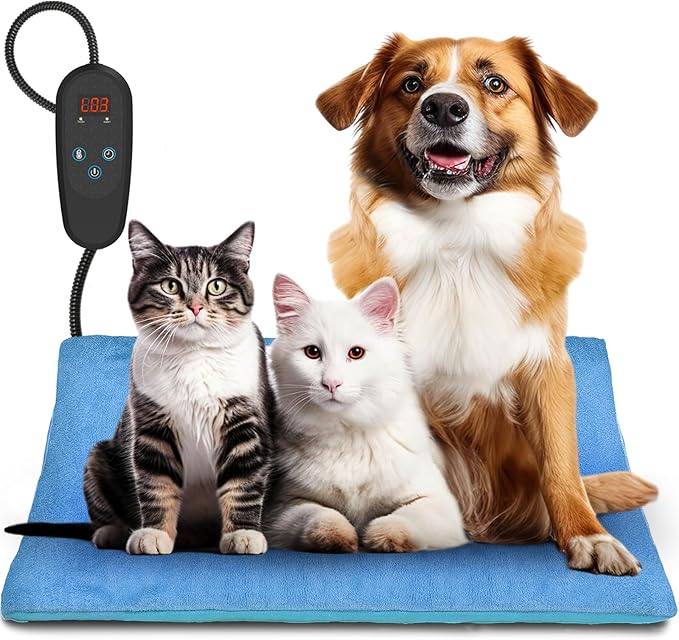Pet Heating Pad Temperature Adjustment Anti-bite Puppy with Timer Cat Heating Pad Indoor Waterproof Pet Warming Pad Electric Heated Bed Mat Dog