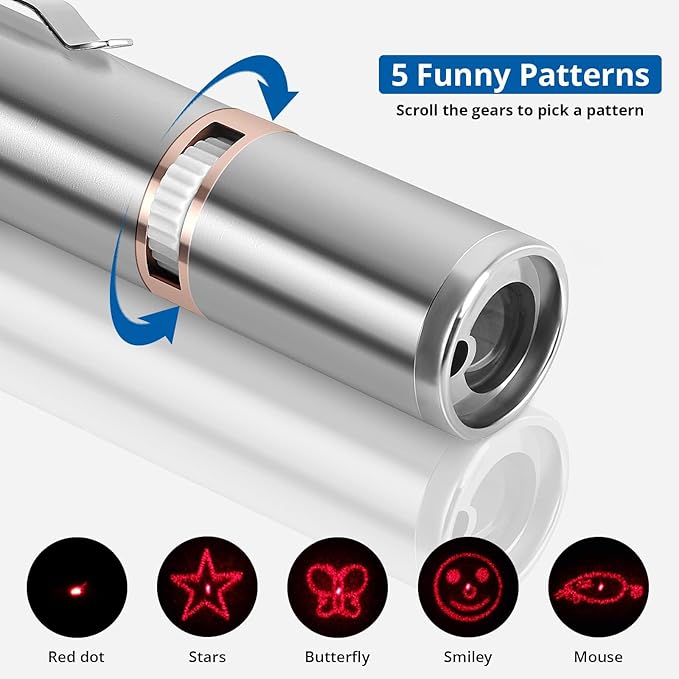 TBTeek Cat Toys for Indoor Cats, 2 Pieces, Rechargeable, 7 Adjustable Patterns, Interactive Kitten Pet Dog Red Dot Chase Light Toy for Cats Fun Playing Exercise…