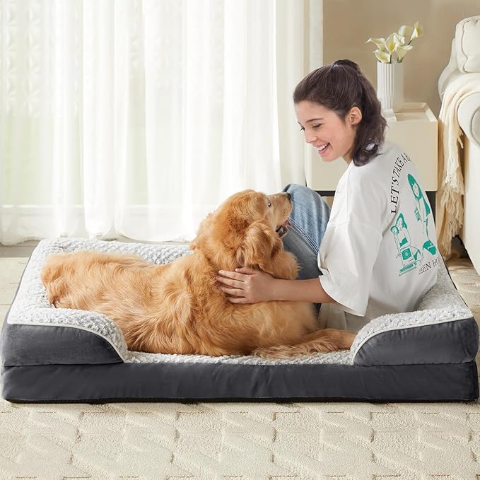 Orthopedic Dog Bed for Medium Dogs, Egg Crate Foam Bed for Medium Dogs, Equipped with Removable Waterproof Pillow Cover and Anti-Slip Bottom, Pet Bed