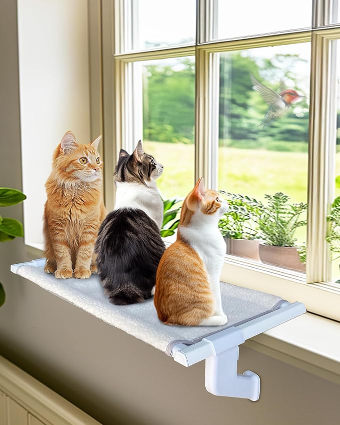 Heavy-Duty Window Sill Perch – All-Metal Frame Supports up to 120 lbs – Durable, Easy-to-Assemble Cat Hammock for Large and Multiple Cats (XL 1PC)