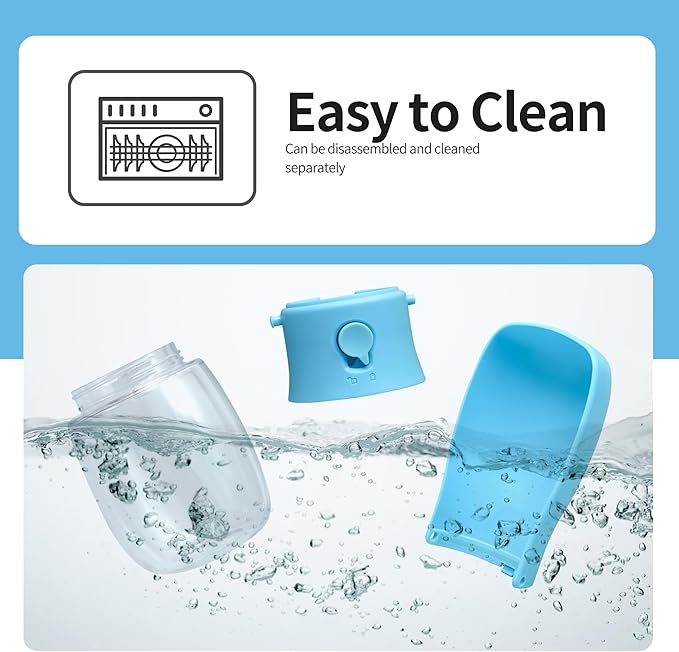 Dog Water Bottle, Leak Proof Portable Puppy Water Dispenser, Travel Puppy Water Bowl, Foldable Transparent Dog Water Bottle for Pets Outdoor Walking, Hiking, Travel, Food Grade Plastic - 10oz Blue