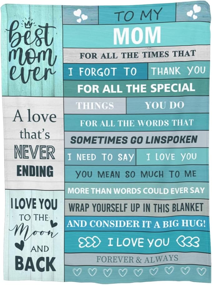 Best Mom Ever Mothers Day Throw Blanket, Super Soft Anti-Pilling Flannel Blankets,Best Gift for Mom, Happy Mothers Day Decor Indoor, Lightweight Fleece Blanket for Sofa Couch Bed 80”x60”