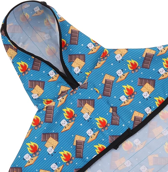 HDE Dog Raincoat Jacket Reflective Adjustable Hooded Pet Poncho Rain Coat with Leash Hole for Small to X-Large Dogs Happy Camper - L