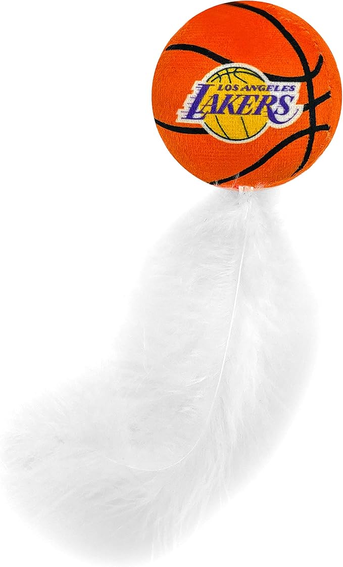 Pets First NBA LA Lakers Complete Set of 3 Piece Cat Toys Filled with Fresh Catnip. Includes: Jersey, Basketball with Feathers & #1 Fan. Beautiful Team Logos