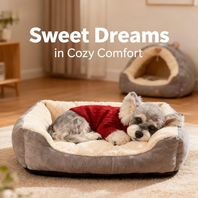 Small/Medium Dog Sweater, Warm Dog Winter Coat w/Sleeves, Comfortable High Neck Premium Dog Clothes for Schnauzer-Best for Holidays, Daily Walks M Deep Red