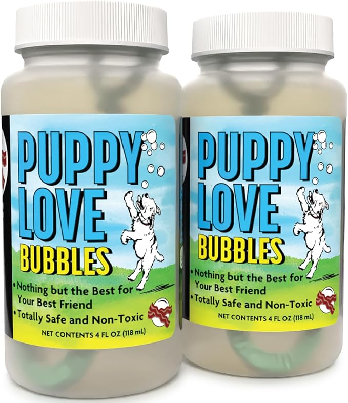 Puppy Love Bubbles, Bacon Scented Bubbles 4oz. Bottle-2 Pack in Bacon Flavor for Dogs