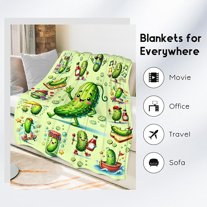 Girls Blankets Pickle Blanket Gifts for Pickle Lovers Kids Boys, Soft Fleece Teens Throw for Decoration, 50"x60"