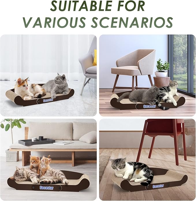 Extra Large Cat Scratcher Sofa Bed 27.6 x 11 Inches- Cat Scrathing Cardboard,100% Recycled Paper Cat Scratchers for Indoor Cats - Cat Scratcher Lounge, Cat Scratch Pad - Cardboard Cat Bed Couch
