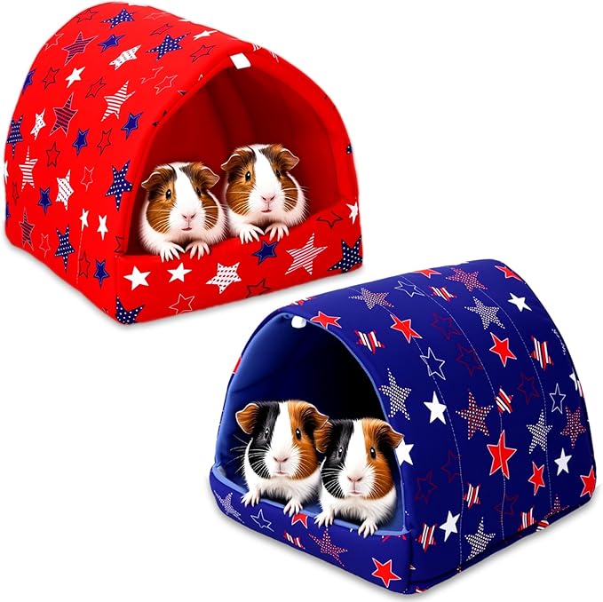 UPINS 2 Pack Guinea Pig Bed, Guinea Pig Hideout Washable Small Animal House Cage Accessories for Dwarf Rabbits Chinchillas Hamsters Hedgehogs Ferrets Bearded Dragons and Rats
