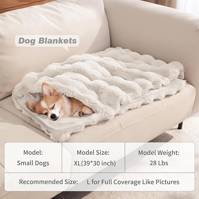 Dog Blanket Ultra Soft Fuzzy Faux Fur Cat Blankets for Indoor Cats Ultra Soft Plush Faux Fur Machine Washable Reversible Pet Throw Protector for Couch Furniture 39"X 30" White