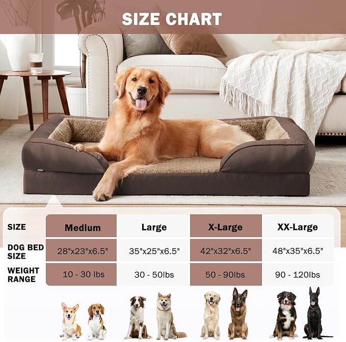 INVENHO Orthopedic Dog Bed for Extra Large Dogs, XXL Egg-Crate Foam Dog Couch with Washable Removable Cover, Waterproof Lining and Nonskid Bottom
