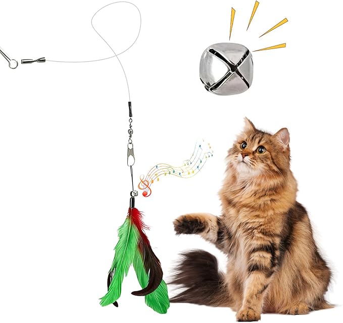 Walfront Interactive Cat Toys for Indoor Cats, 12PCS Kitten Toy Set with 2 Retractable Wands & Feather Teasers, Fun Chase and Exercise Toys to Keep Cats Active and Healthy