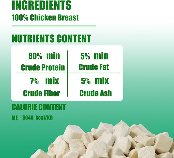 Freeze Dried Chicken Raw Cat and Dog Treats, Healthy Single Ingredient Chicken Breast Cube High Protein Weight Control Traing Treats for Small Dogs Cats Food
