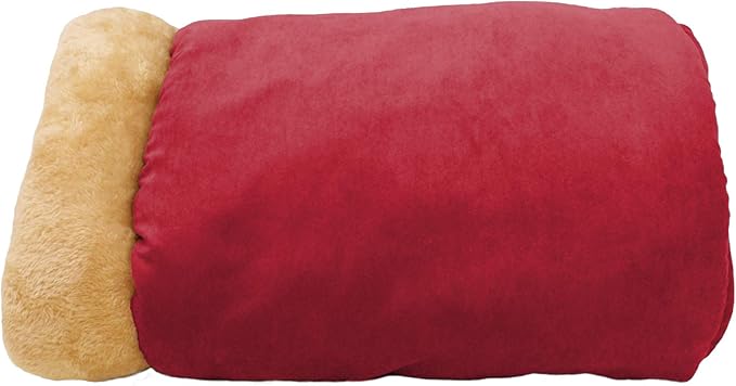 4 in 1 Self Warming Burrow Cat Bed, Pet Hideway Sleeping Cuddle Cave (Burgundy)