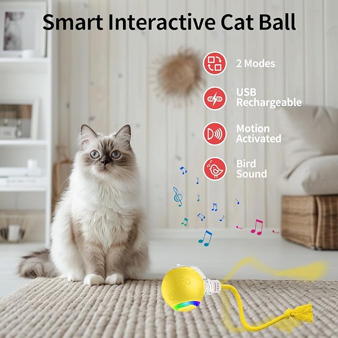 Interactive cat Toys for Bored Indoor Adult Cats. Motion Activated, RGB Lighting, 3 Motion Modes. Kitten Toys for Indoor Cats self Play