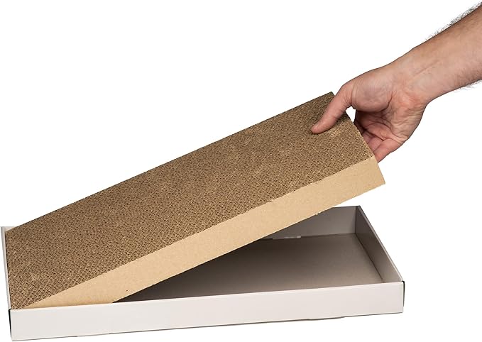 Amazon Basics Corrugated Cardboard Cat Scratchers, 4 Pack, White