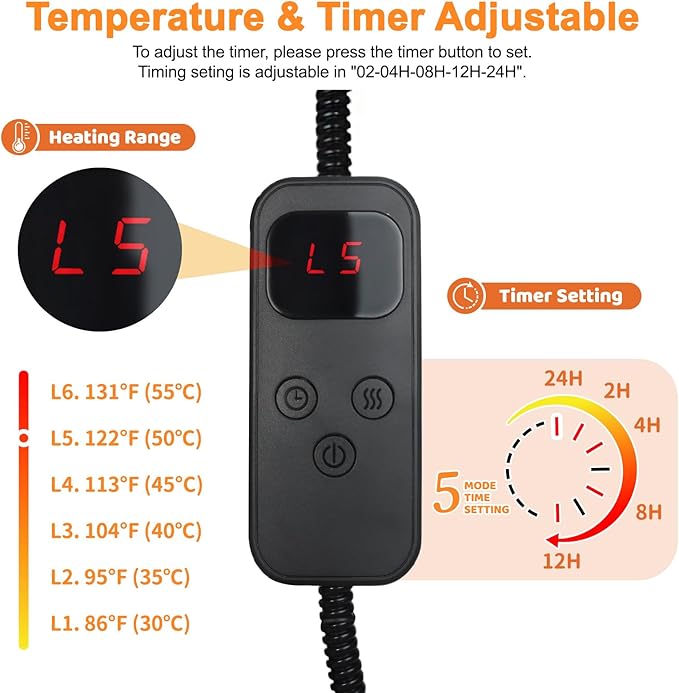 Pet Heating Pad for Cats & Dogs Indoor Outdoor, Warming Cat Heating Pad with Chew Resistant Cord, Adjustable Temperature and Time, Heated Pet Bed Mat Waterproof for Cats Dogs (Grey, 15.7'' × 27.6'')