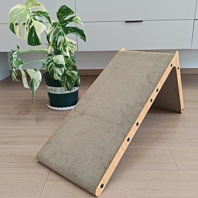 L Shape Cat Scratcher,Cardboard Cat Scratching with Ball Toy, Catnip, Wall Mounted Protecting Large Cat Scratcher Pad, Furniture Cat Scratch Pad for Indoor Cats (20 INCN)