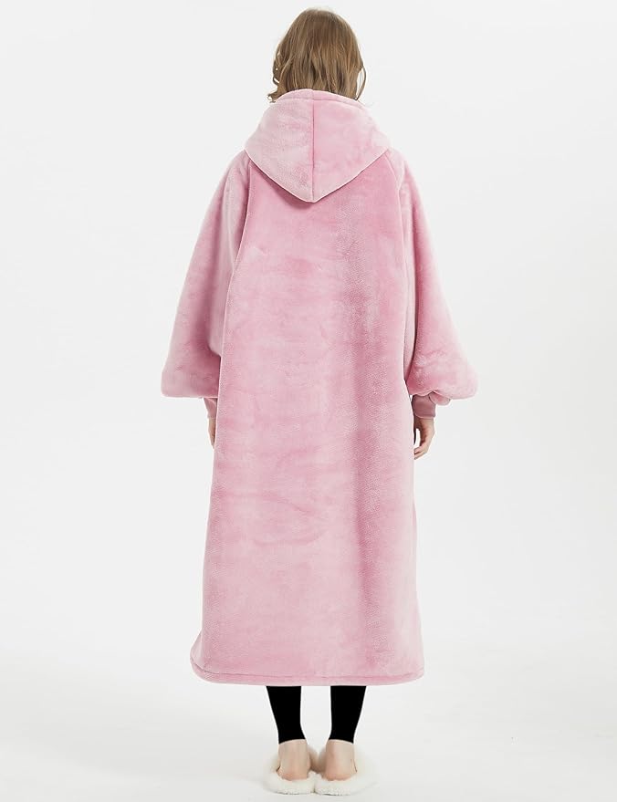 KFUBUO Wearable Blanket Hoodie for Adult Long Sherpa Oversized Hoodie Sweatshirt Blanket Birthday Gifts for Women Pink