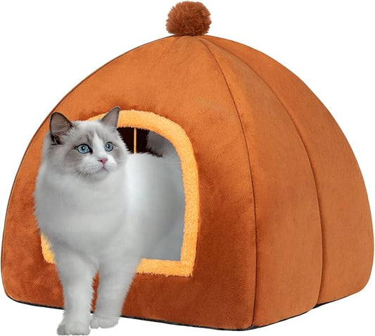 Cat Bed Cave for Indoor Cats,Cat House Tent Bed with Removable Washable Cushioned Pillow, 2-in-2 Kitten Beds for Indoor Kittens,Pet Bed