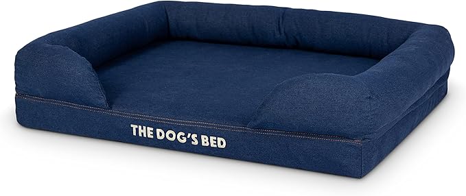 The Dog’s Bed, Med Blue Denim, Memory Foam, Pain Relief: Arthritis, Hip & Elbow Dysplasia, Post Surgery, Lameness, Supportive, Calming, Waterproof Washable Cover