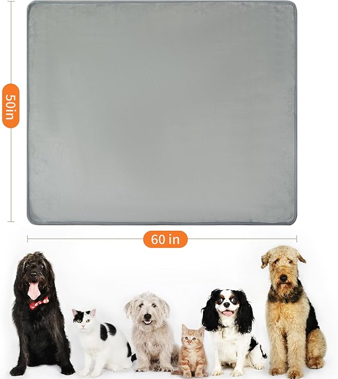 Water Proof Blanket 50x60 Inches - Reversible Flannel Blanket for Bed, Sofa,Couch- Spillproof, Leakproof Soft Double-Sided Light Grey Throw Blanket for Adults, Pets, Couples