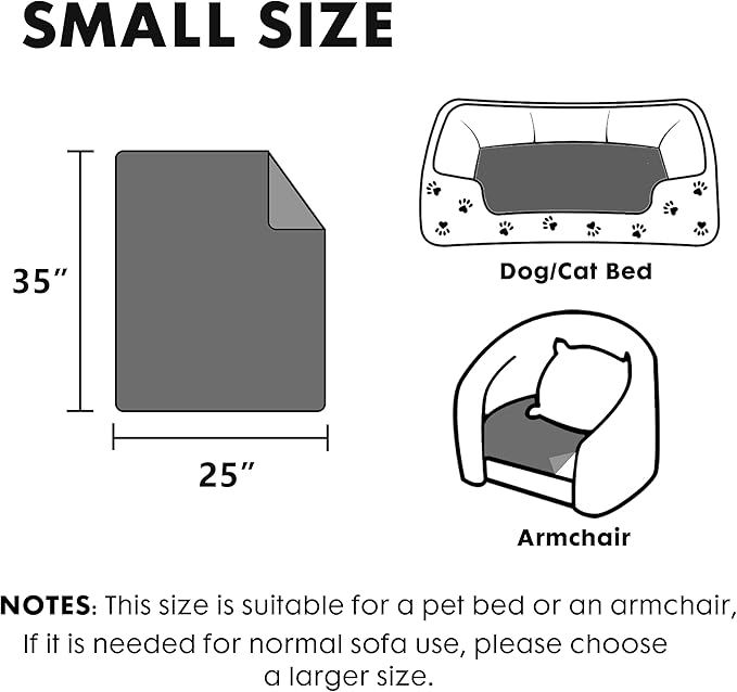 gogobunny Waterproof Dog Blanket for Large Dogs, Cats, Puppy, Reversible Faux Fur Pet Throw Blanket, Washable, Calming Furniture Protection for Sofa Bed (25x35 Inch (Pack of 1), Stone)