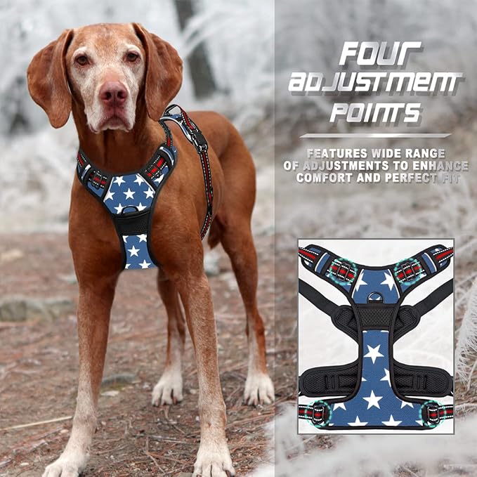 BARKBAY No Pull Dog Harness Front Clip Heavy Duty Reflective Easy Control Handle for Large Dog Walking(Star,M)