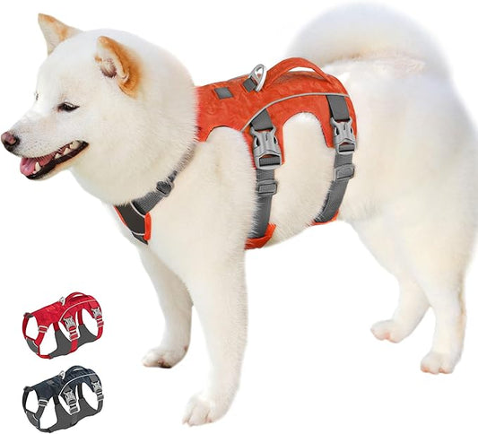 Escape Proof Dog Harness Medium Sized Dog, Lightweight Full Body Pet Vest with Lift Handle and Leash Clip, Reflective Adjustable No Slip Dog Harness for Daily Walking(Red,Chest:17-32")