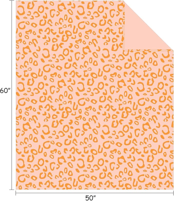 FY FIBER HOUSE Flannel Fleece Leopard Print Throw Blanket Super Soft Lightweight Fluffy Throw for Couch, 50"X60",Orange