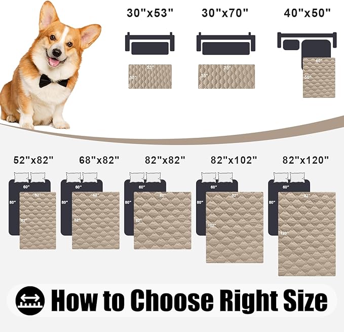 Smiry Waterproof Dog Bed Cover Blanket, Soft Reversible Pet Blanket, Washable Leakproof Cats Dogs Couch Cover for Sofa, Couch, Furniture (52x82 Inch, Taupe/Beige)