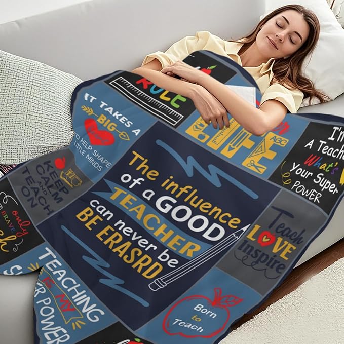 Teacher's Day Blanket, Teacher Appreciation Gifts for Women Men, Soft Lightweight Couch Throw Blanket, Retirement Teacher Flannel Blanket Gifts 60"X50"